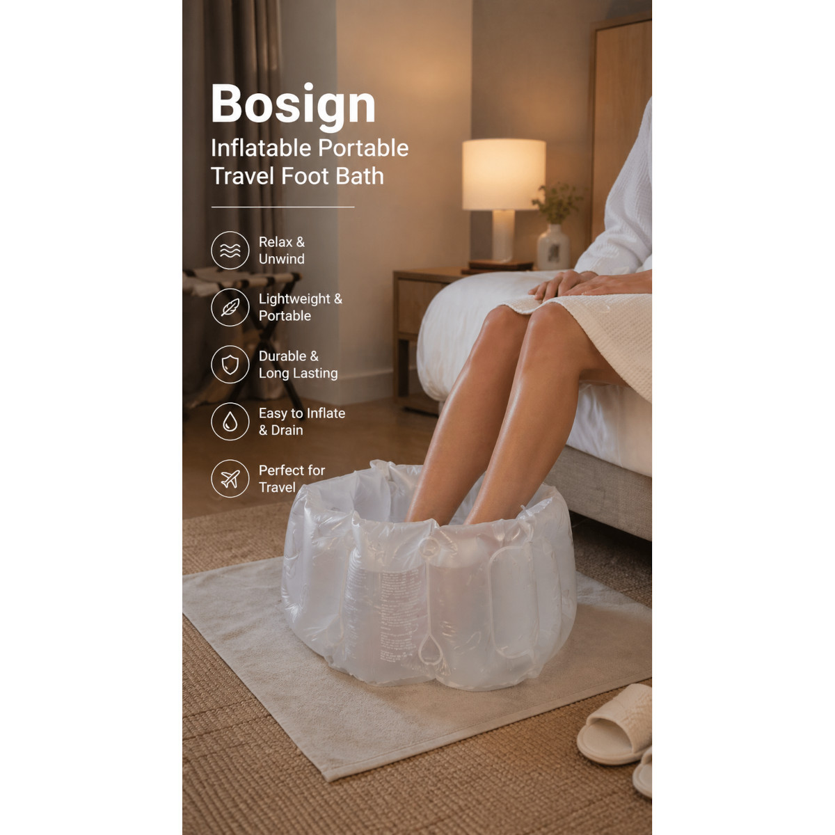 Bosign Inflatable Foot Spa Bath – Aqua Green, Portable – image 7