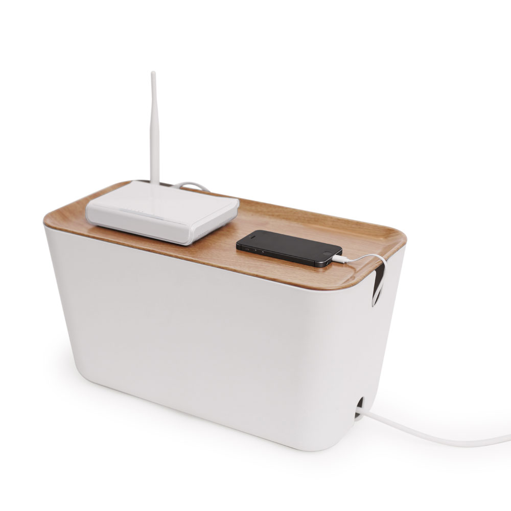 Bosign Hideaway Cable Management Box, XXL – White with Natural Lid – image 4