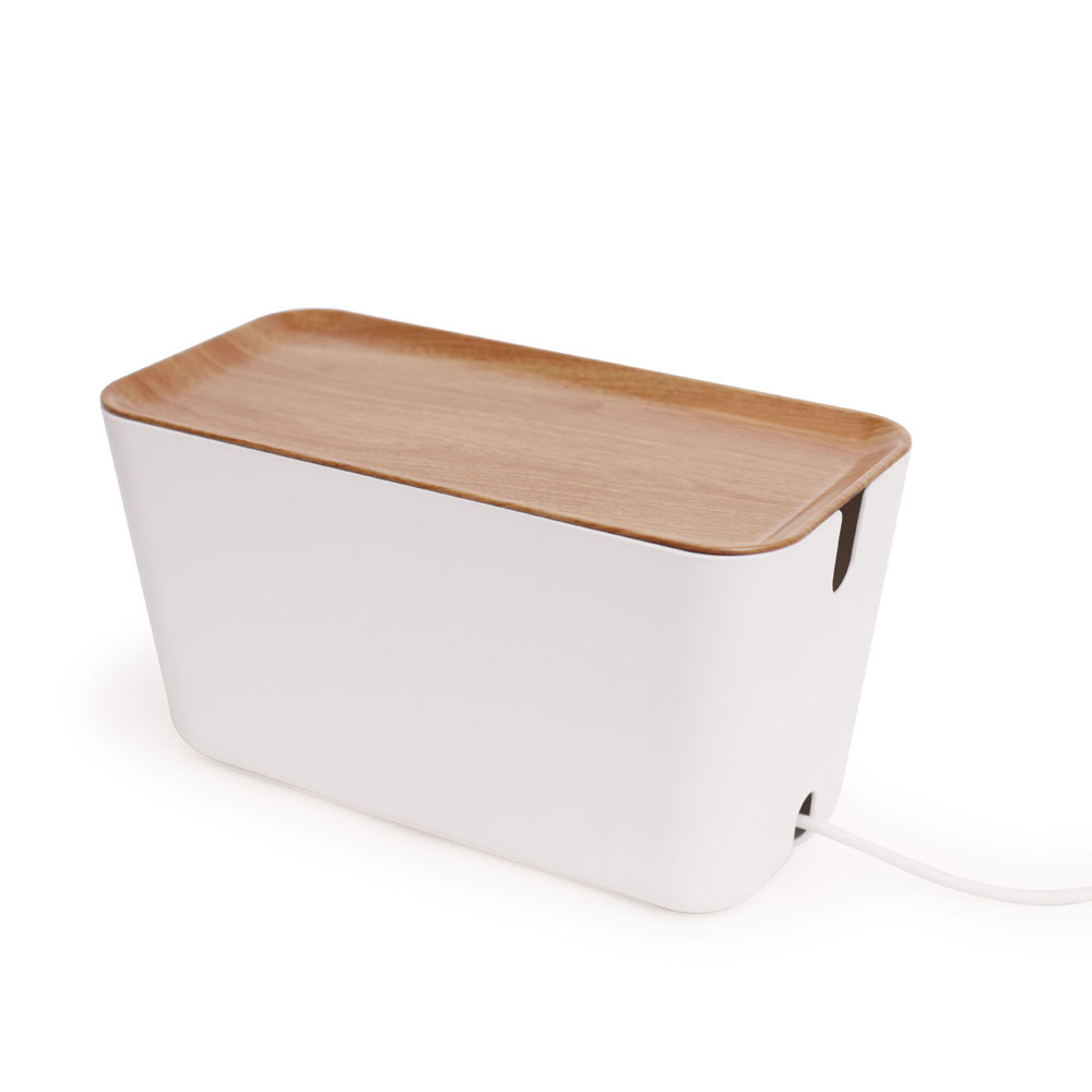 Bosign Hideaway Cable Management Box, XXL – White with Natural Lid – image 2