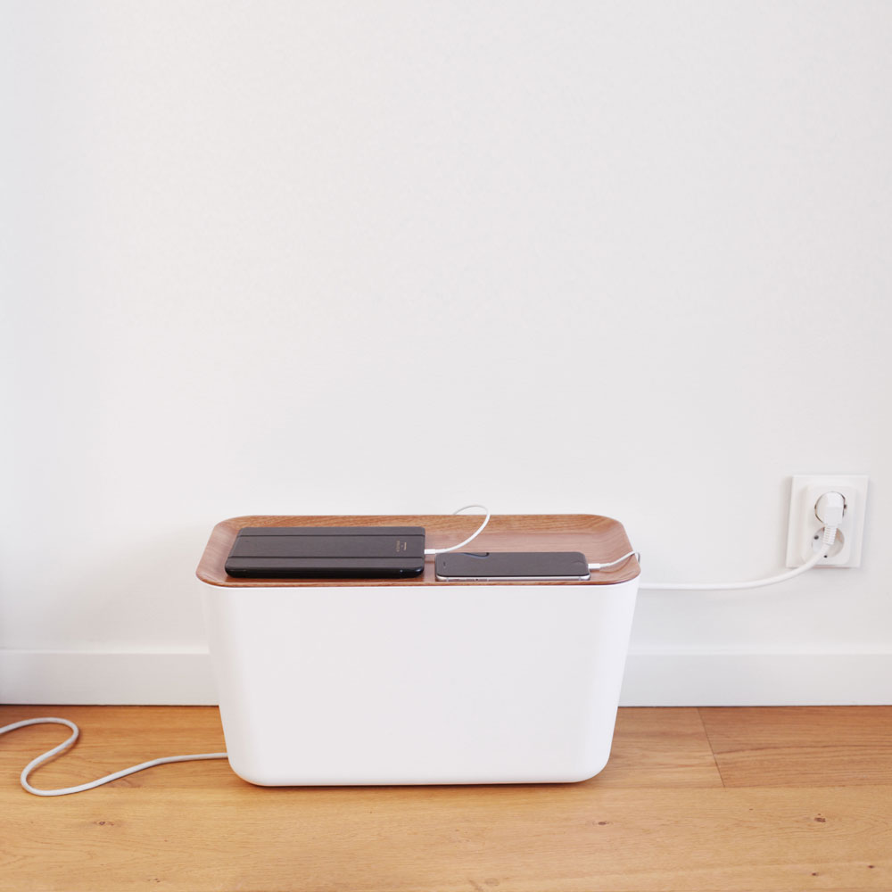 Bosign Hideaway Cable Management Box, XXL – White with Natural Lid – image 5