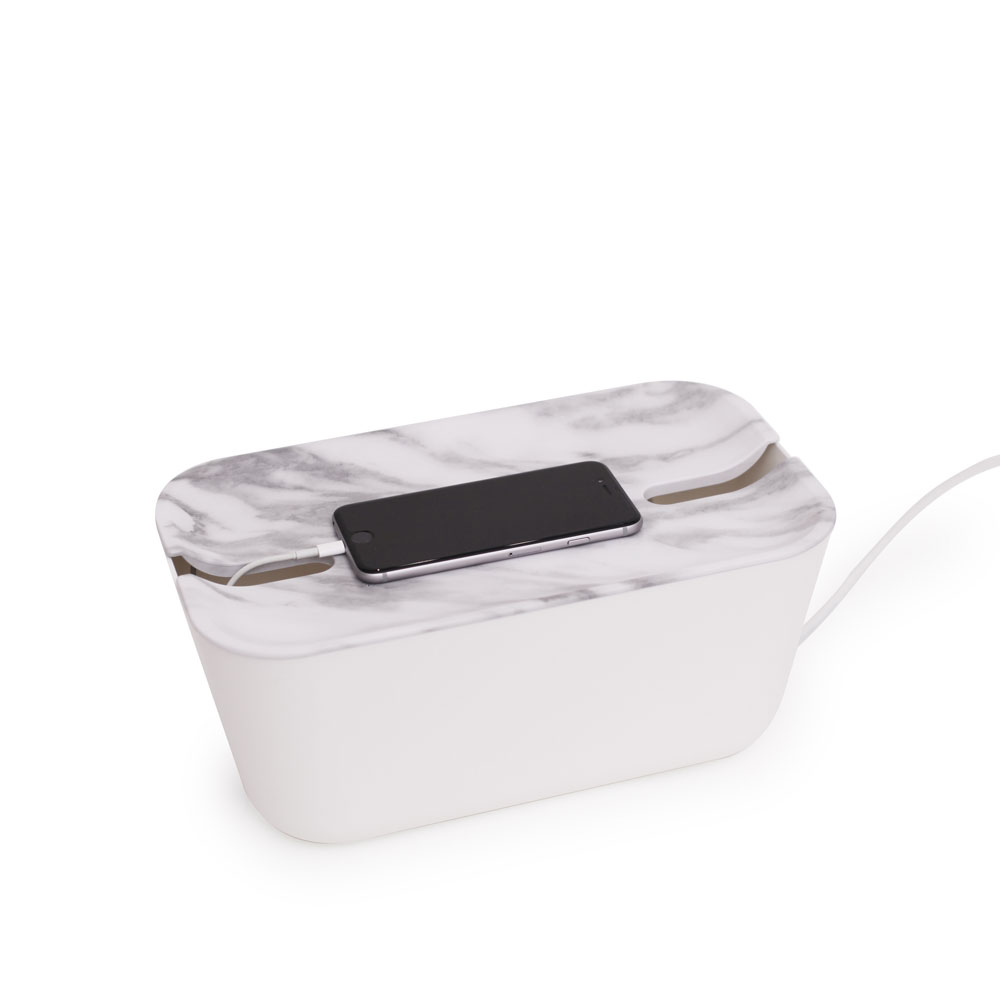 Bosign Hideaway Cable Management Box, Medium – White with Marble Lid – image 2