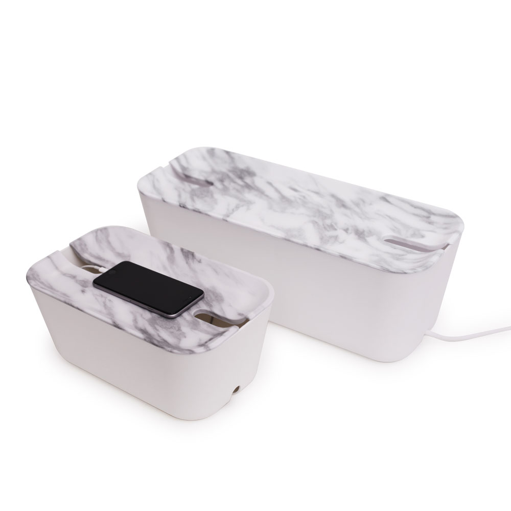 Bosign Hideaway Cable Management Box, Medium – White with Marble Lid – image 3