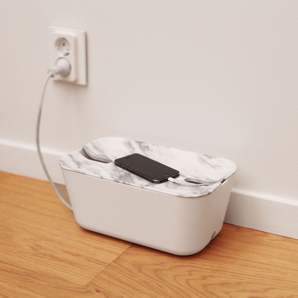 Bosign Hideaway Cable Management Box, Medium – White with Marble Lid – image 6