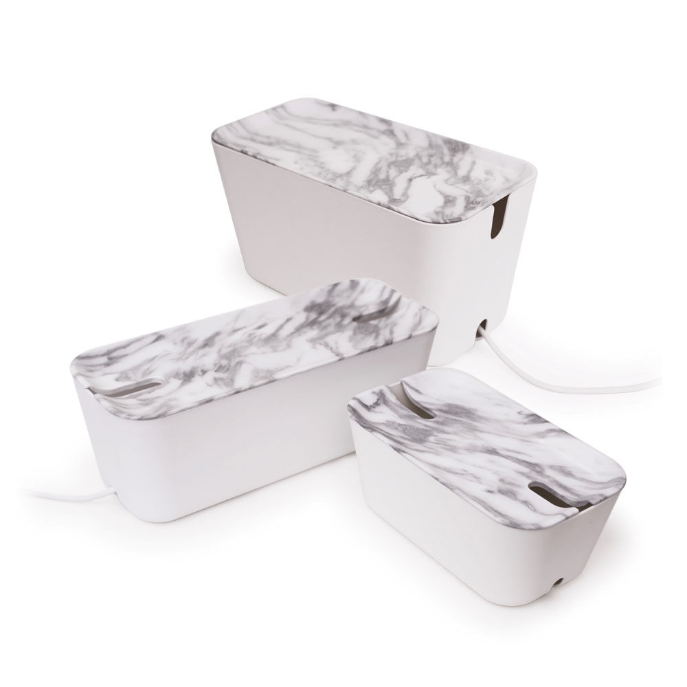 Bosign Hideaway Cable Management Box, Medium – White with Marble Lid – image 5