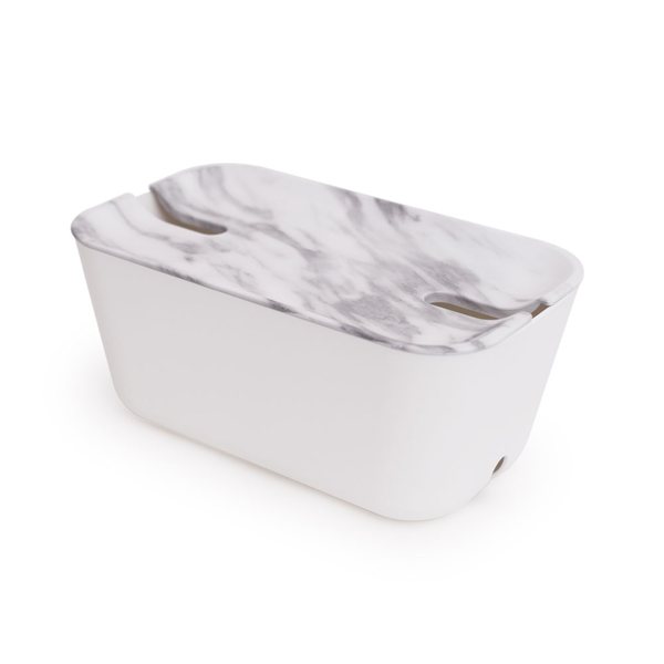 Bosign Hideaway Cable Management Box, Medium – White with Marble Lid