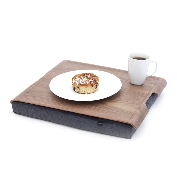 Bosign Large Cushioned Lap Tray – Walnut Top with Grey Cotton Cushion – image 2