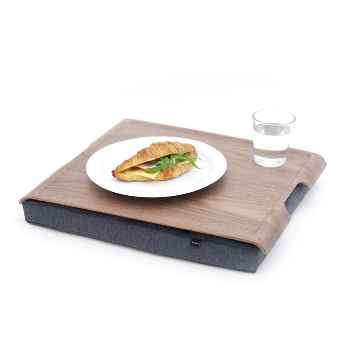 Bosign Large Cushioned Lap Tray – Walnut Top with Grey Cotton Cushion – image 6
