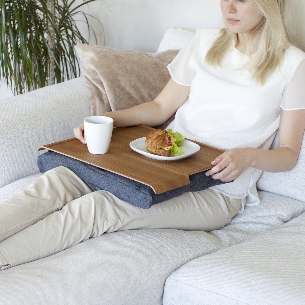 Bosign Large Cushioned Lap Tray – Teak with Grey Cushion – image 5