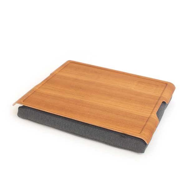 Bosign Large Cushioned Lap Tray – Teak with Grey Cushion