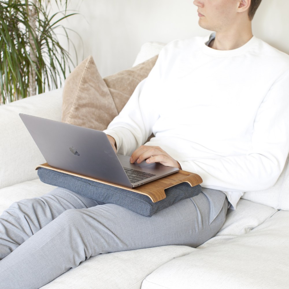 Bosign Mini Cushioned Lap Tray – Teak with Grey Cushion – image 2