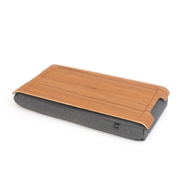 Bosign Mini Cushioned Lap Tray – Teak with Grey Cushion
