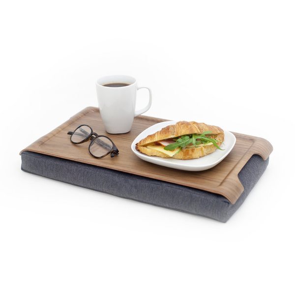 Bosign Mini Cushioned Lap Tray – Walnut with Grey Cushion