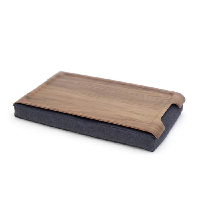 Bosign Mini Cushioned Lap Tray – Walnut with Grey Cushion – image 4