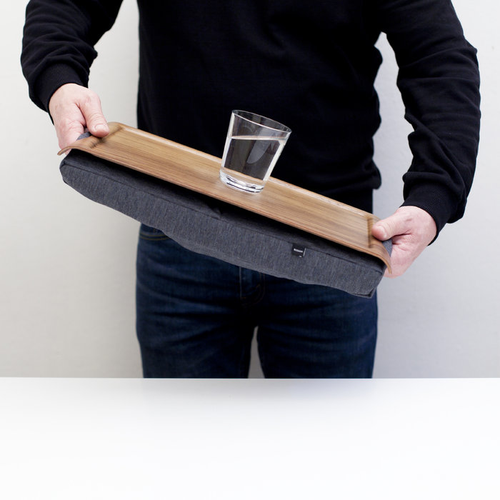 Bosign Mini Cushioned Lap Tray – Walnut with Grey Cushion – image 2