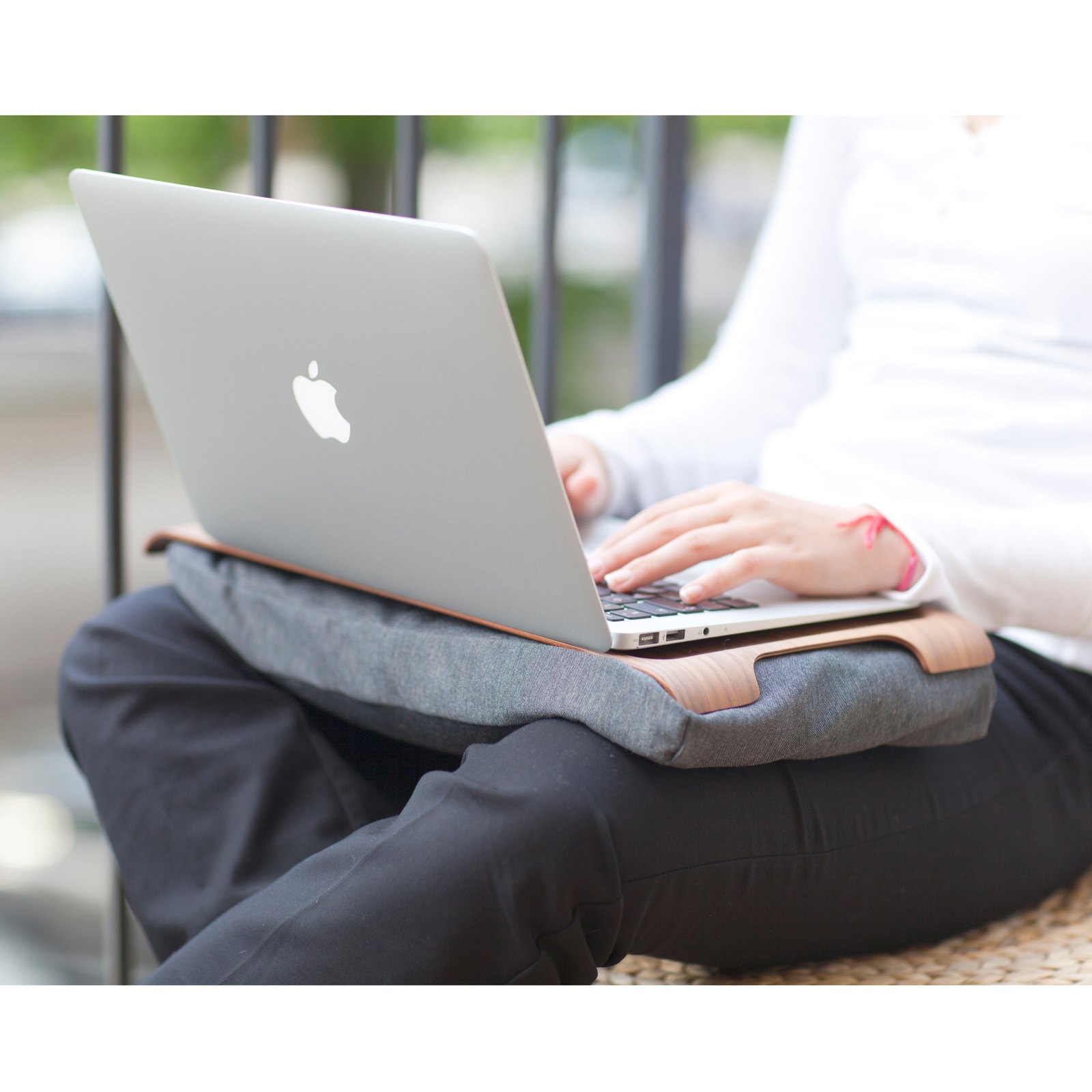Bosign Mini Cushioned Lap Tray – Walnut with Grey Cushion – image 10