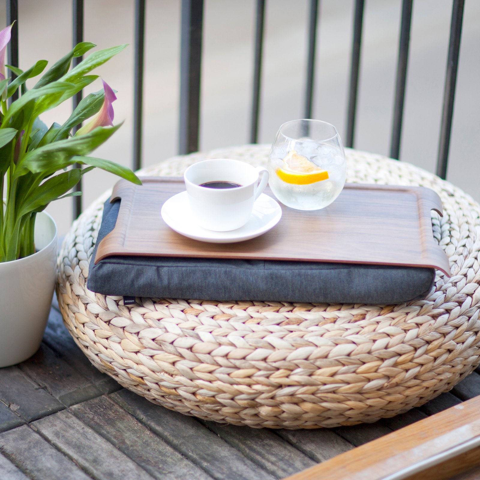Bosign Mini Cushioned Lap Tray – Walnut with Grey Cushion – image 8