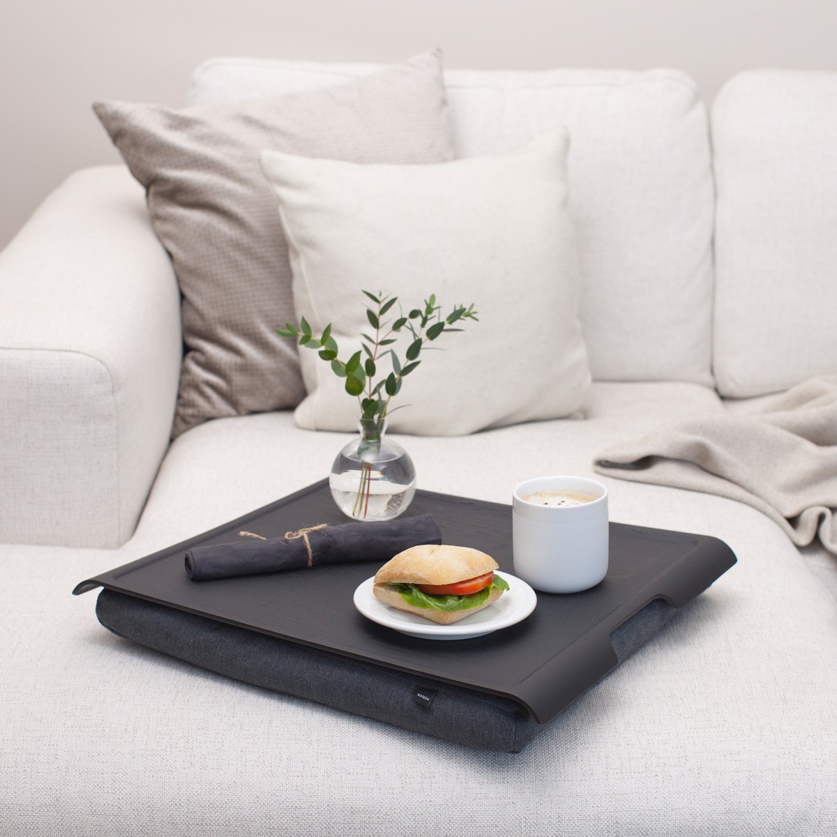 Bosign Large Cushioned Lap Tray – Matt Black Willow & Grey – image 7