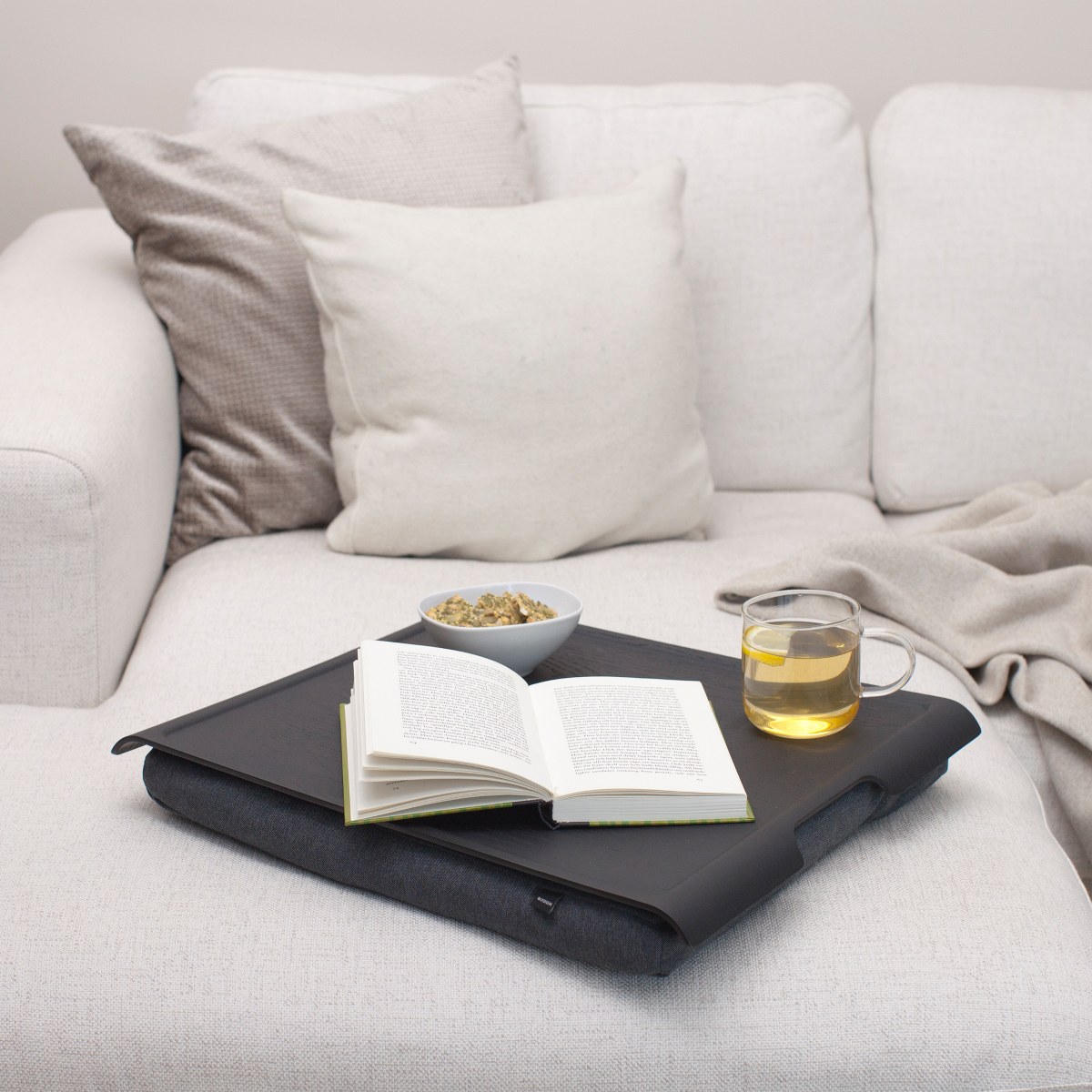 Bosign Large Cushioned Lap Tray – Matt Black Willow & Grey – image 8