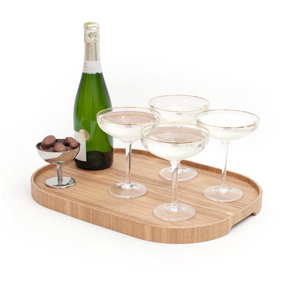 Bosign CurveLine Non-Slip Willow Wood Serving Tray – Large