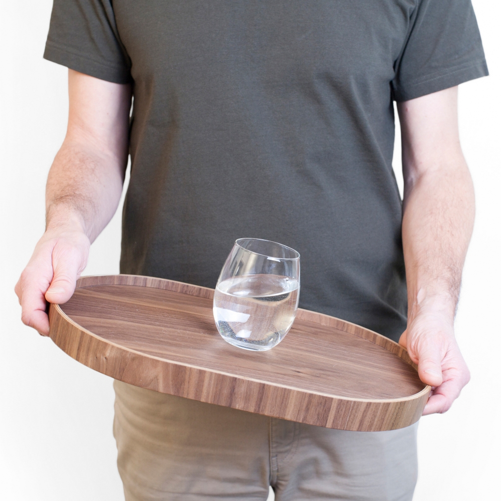 Bosign CurveLine Walnut Serving Tray, Medium – Anti-Slip – image 2