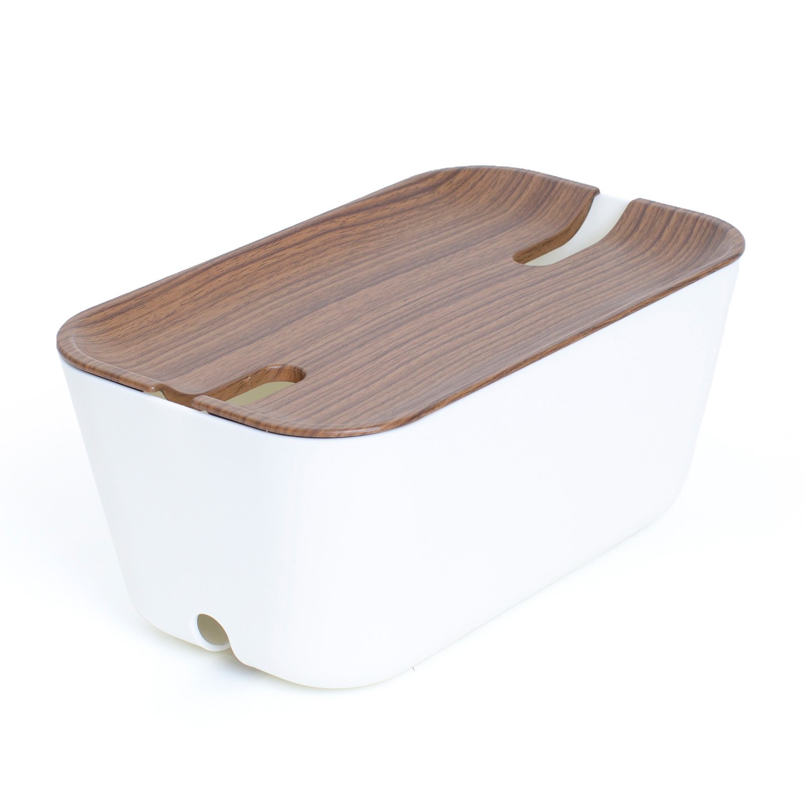Bosign Hideaway Cable Tidy Box – Medium, White with Dark Wood Lid – image 2