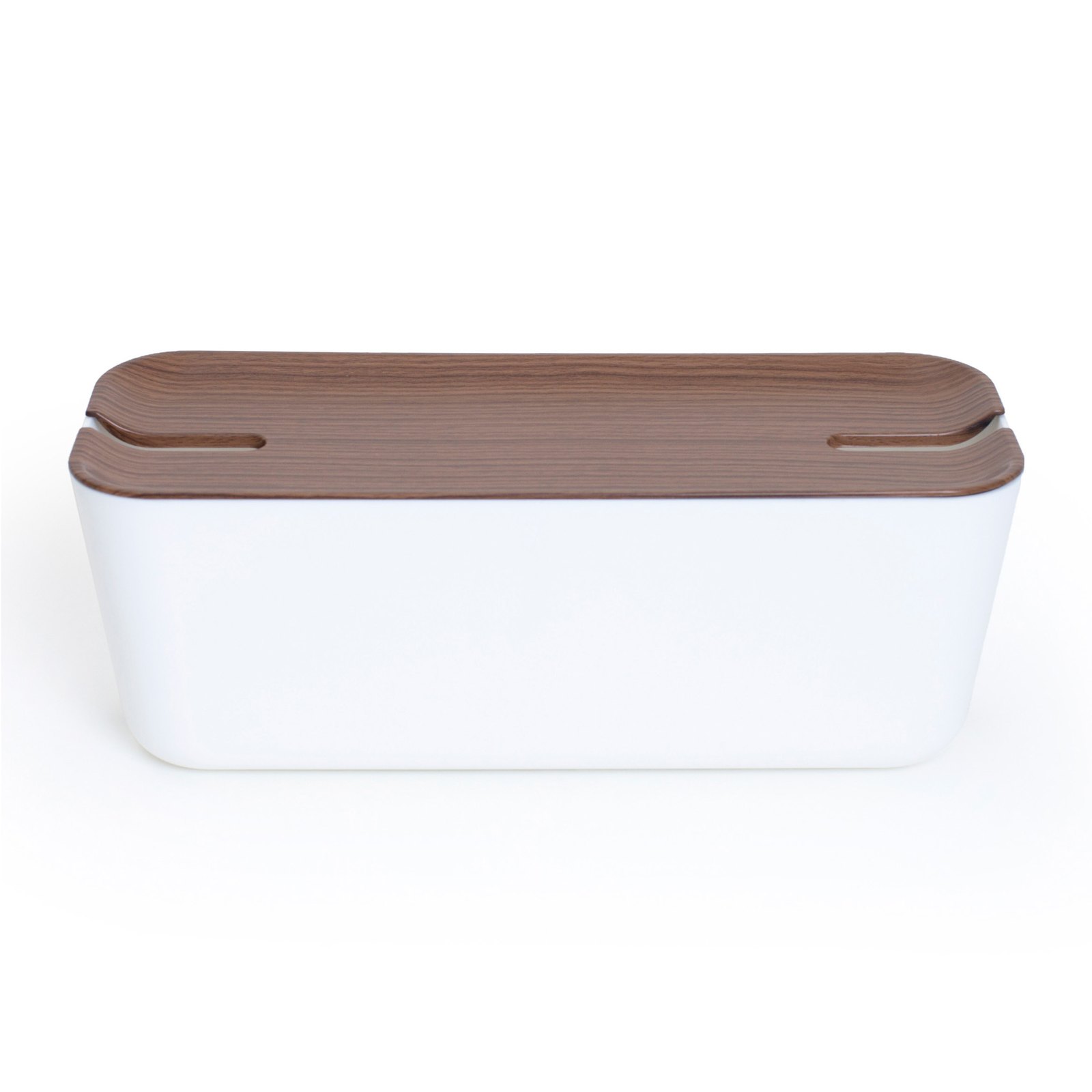 Bosign Hideaway Cable Tidy Box – Extra Large, White with Dark Wood Lid – image 2