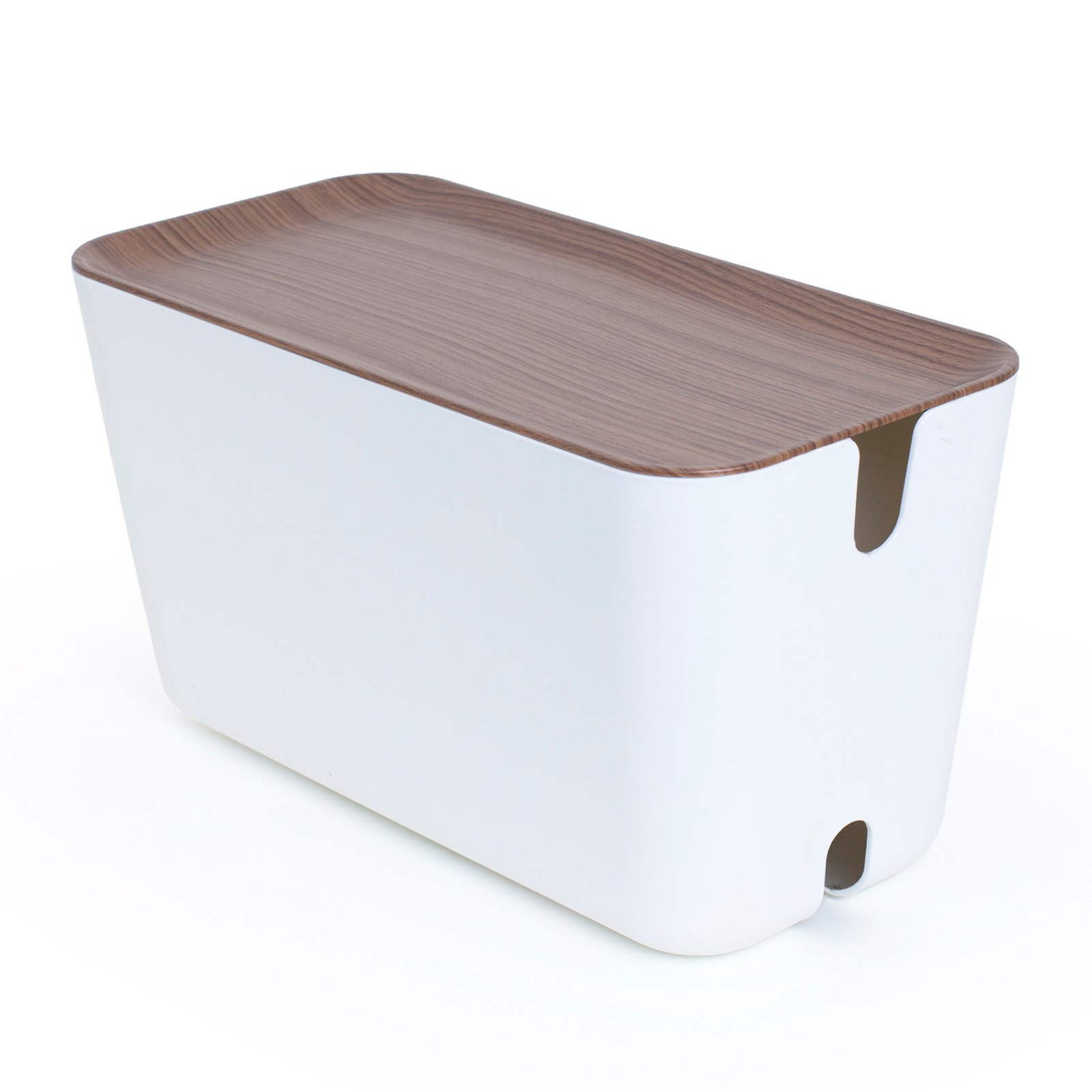 Bosign Hideaway Cable Management Box, XXL – White with Dark Wood Lid – image 3