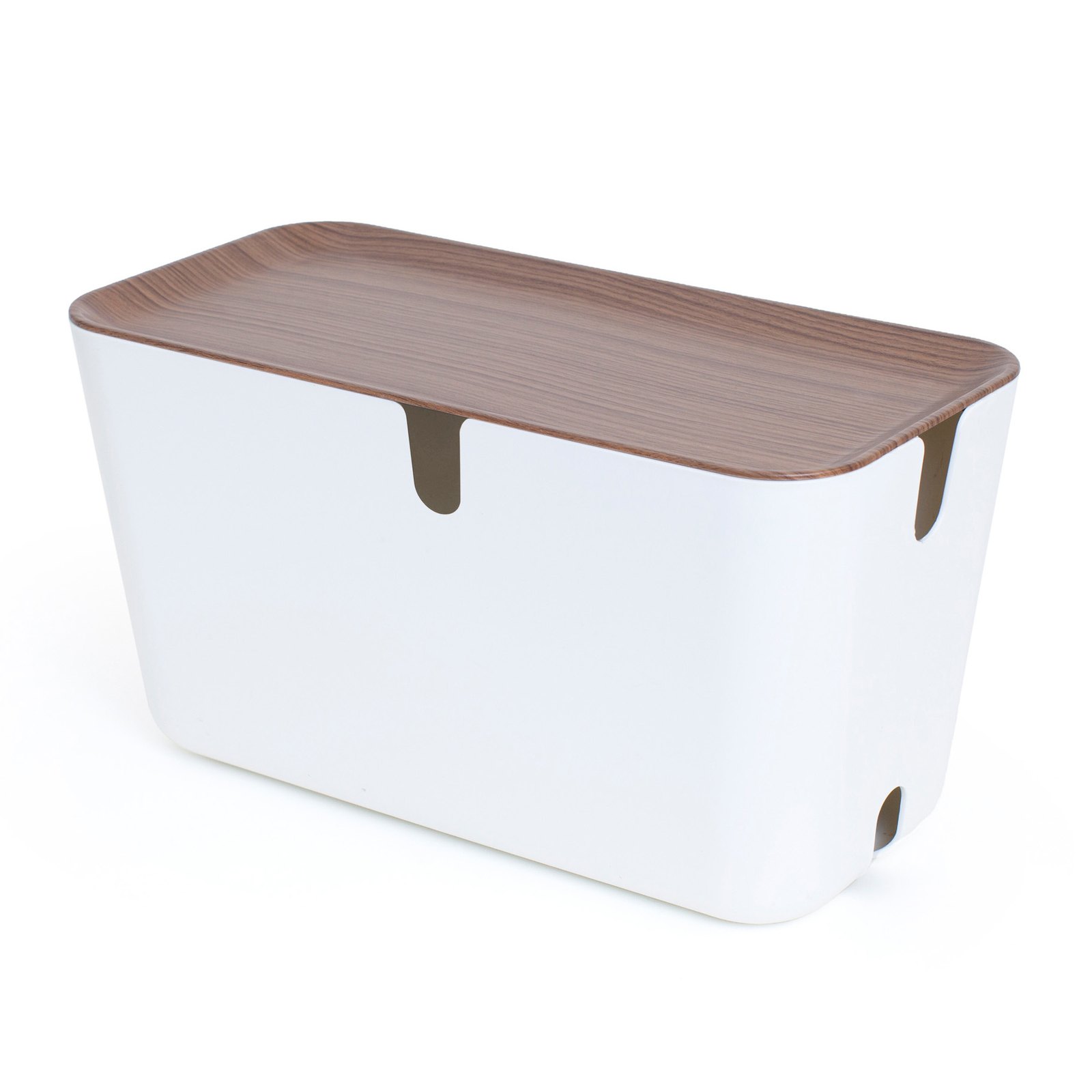 Bosign Hideaway Cable Management Box, XXL – White with Dark Wood Lid – image 4