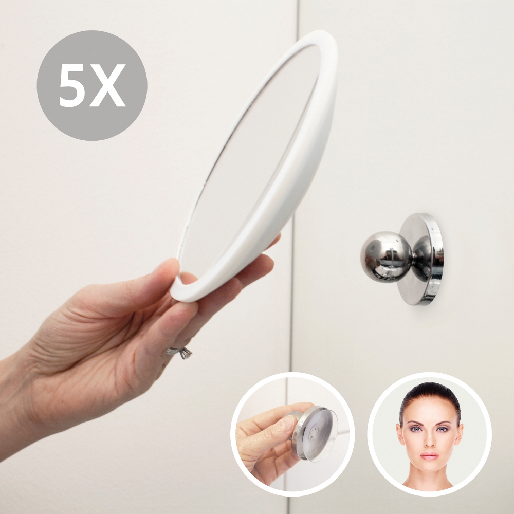 Bosign Air 5x Magnifying Make-Up Mirror with Magnetic Mount – Large, White – image 2