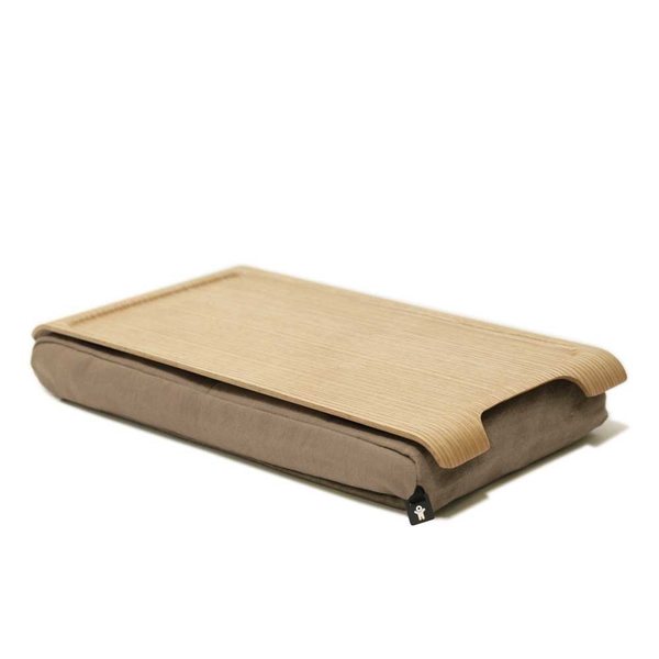 Bosign Mini Cushioned Lap Tray – Natural Wood with Brown Cushion
