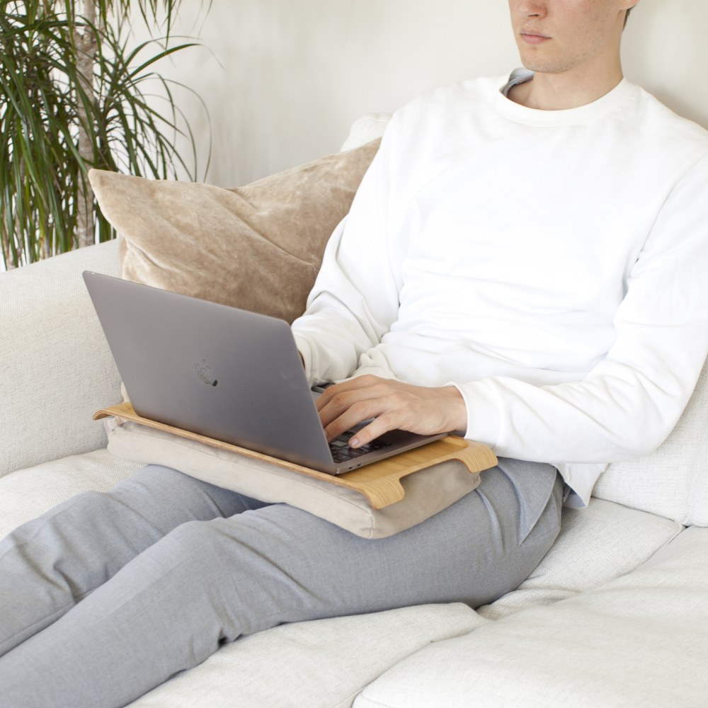 Bosign Mini Cushioned Lap Tray – Natural Wood with Brown Cushion – image 3
