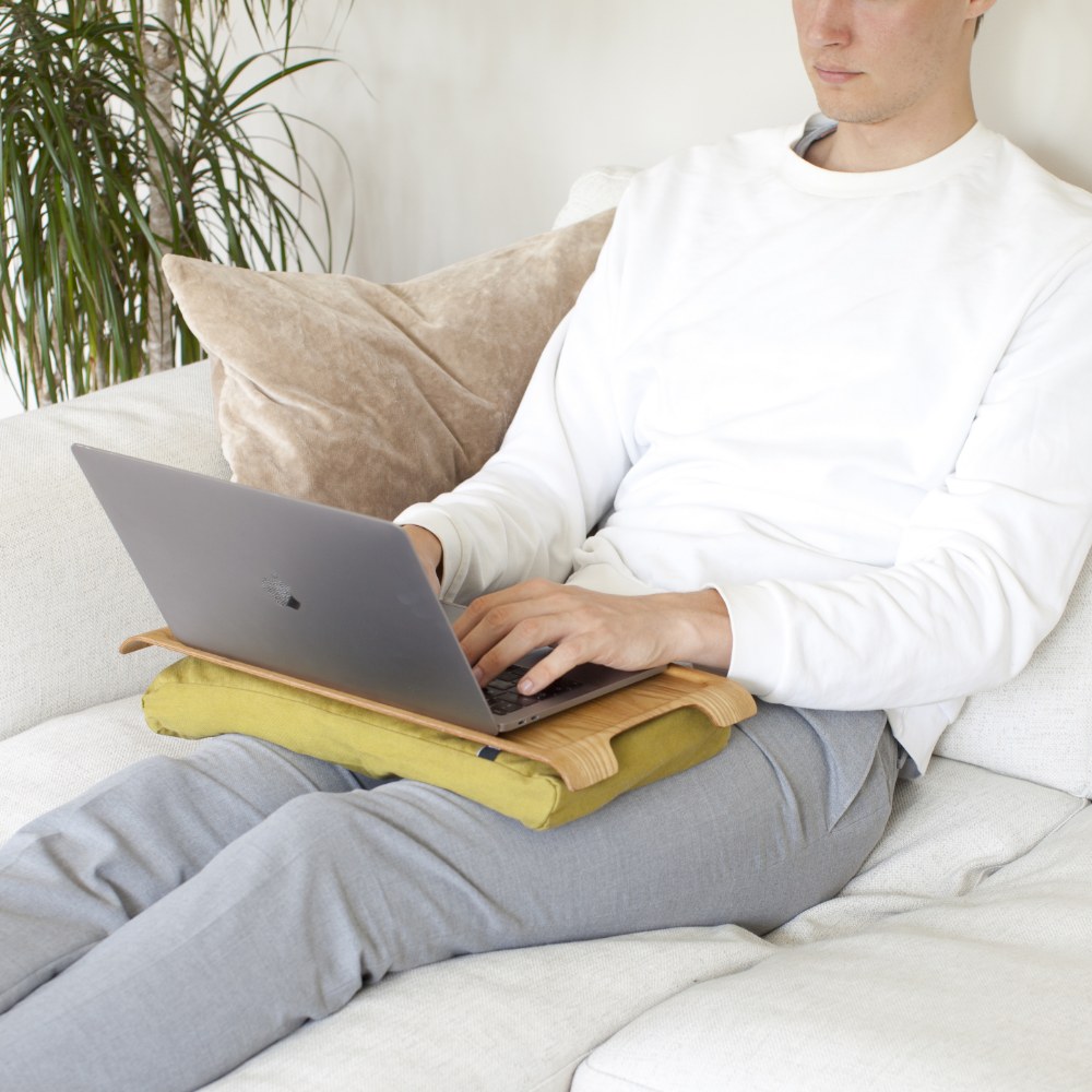 Bosign Mini Cushioned Lap Tray – Natural Wood with Olive Cushion – image 4