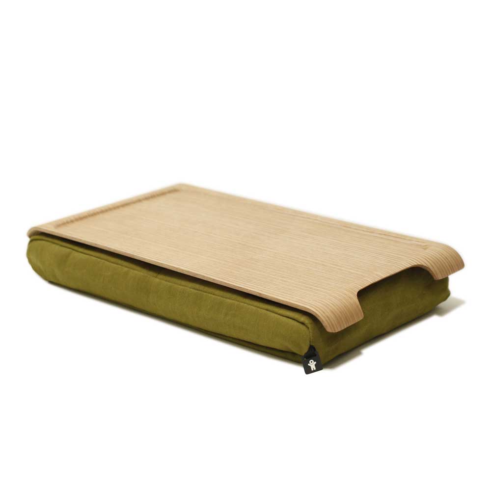 Bosign Mini Cushioned Lap Tray – Natural Wood with Olive Cushion – image 3