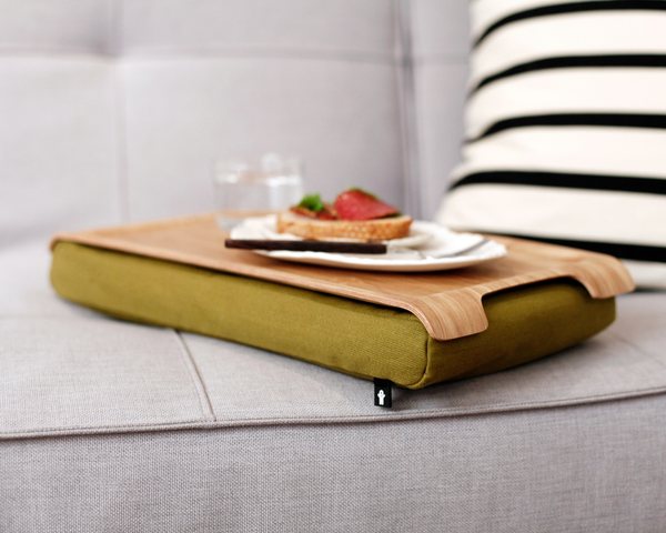 Bosign Mini Cushioned Lap Tray – Natural Wood with Olive Cushion
