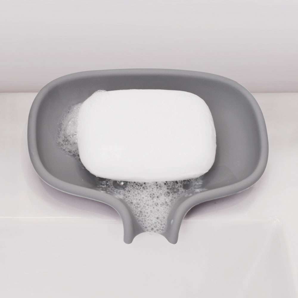 Bosign Flow Draining Soap Dish, Large – Grey Silicone – image 3