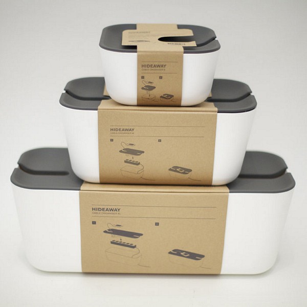 Bosign Hideaway Cable Management Box, Medium – White with Grey Lid – image 3