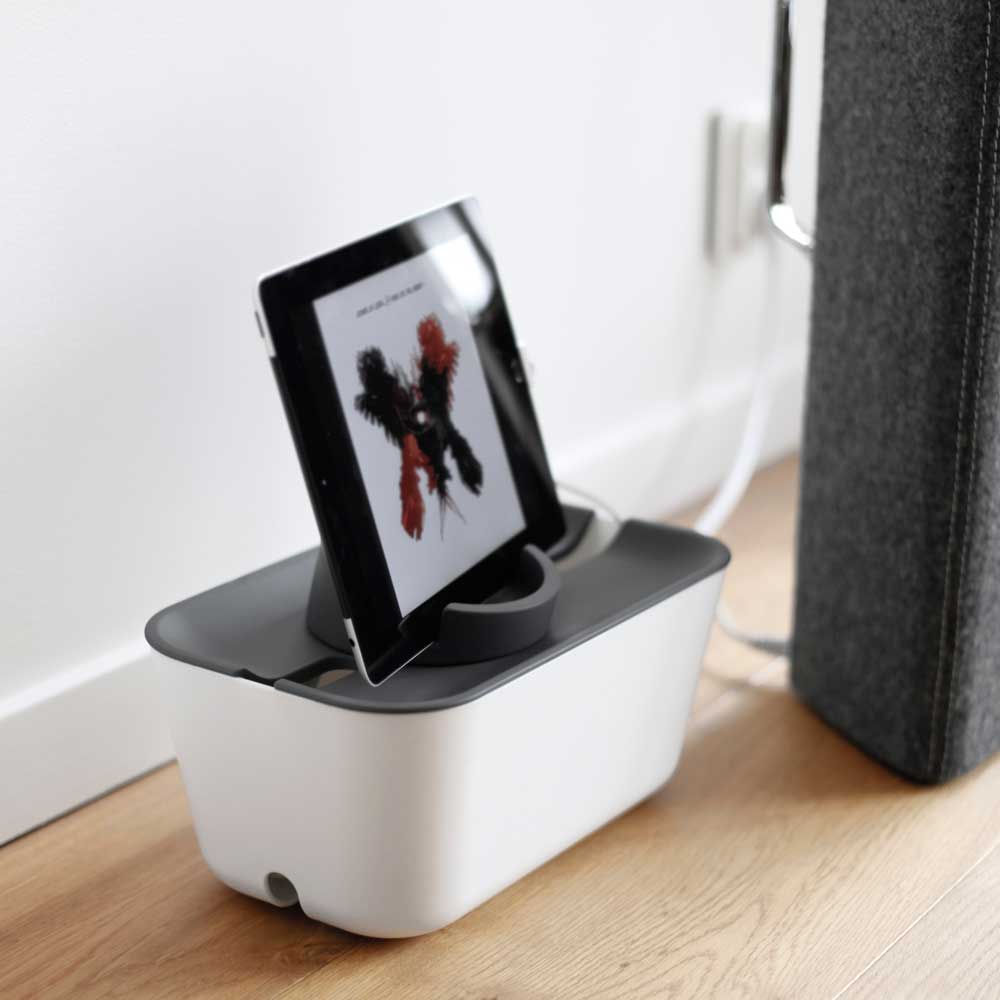Bosign Hideaway Cable Management Box, Medium – White with Grey Lid – image 5