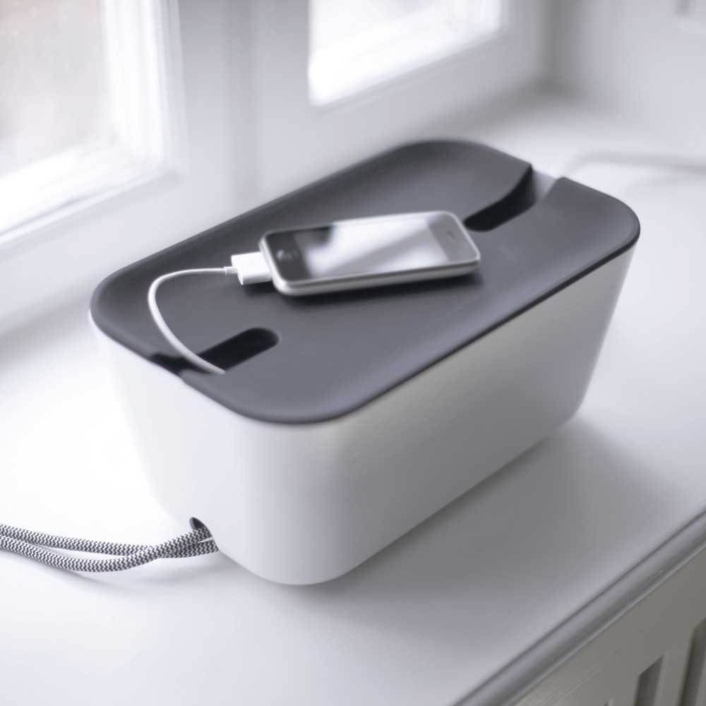Bosign Hideaway Cable Management Box, Medium – White with Grey Lid – image 4