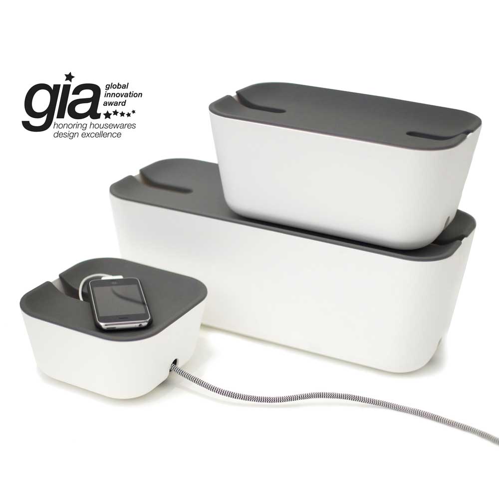 Bosign Hideaway Cable Management Box, Medium – White with Grey Lid – image 7