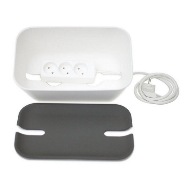 Bosign Hideaway Cable Management Box, Medium – White with Grey Lid – image 2