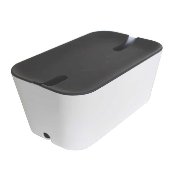 Bosign Hideaway Cable Management Box, Medium – White with Grey Lid