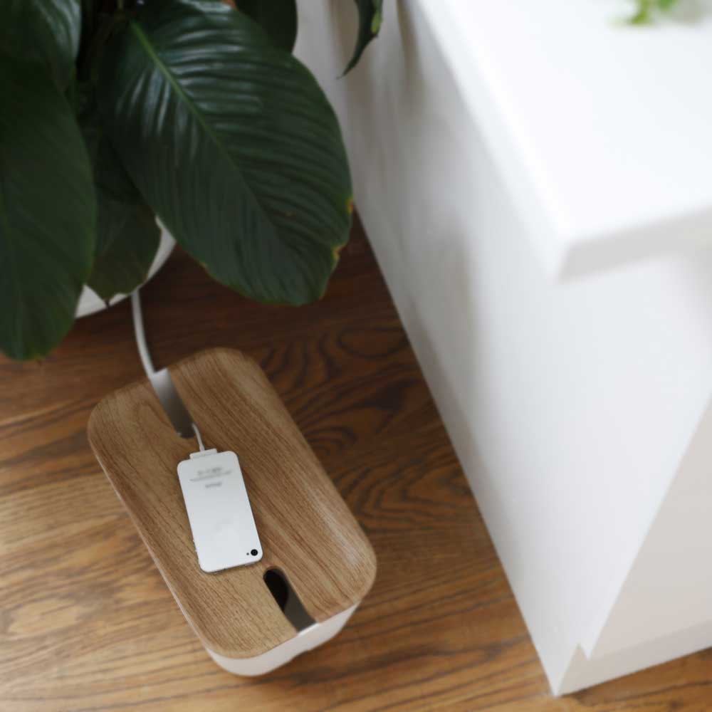 Bosign Hideaway Cable Management Box, Medium – White with Natural Lid – image 5