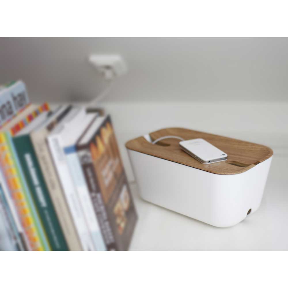 Bosign Hideaway Cable Management Box, Medium – White with Natural Lid – image 7
