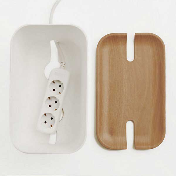 Bosign Hideaway Cable Management Box, Medium – White with Natural Lid – image 4