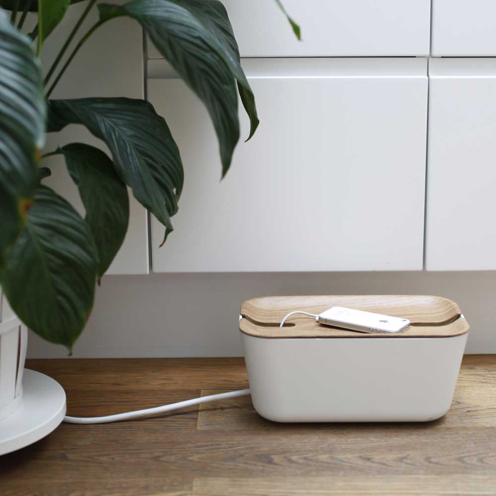 Bosign Hideaway Cable Management Box, Medium – White with Natural Lid – image 6