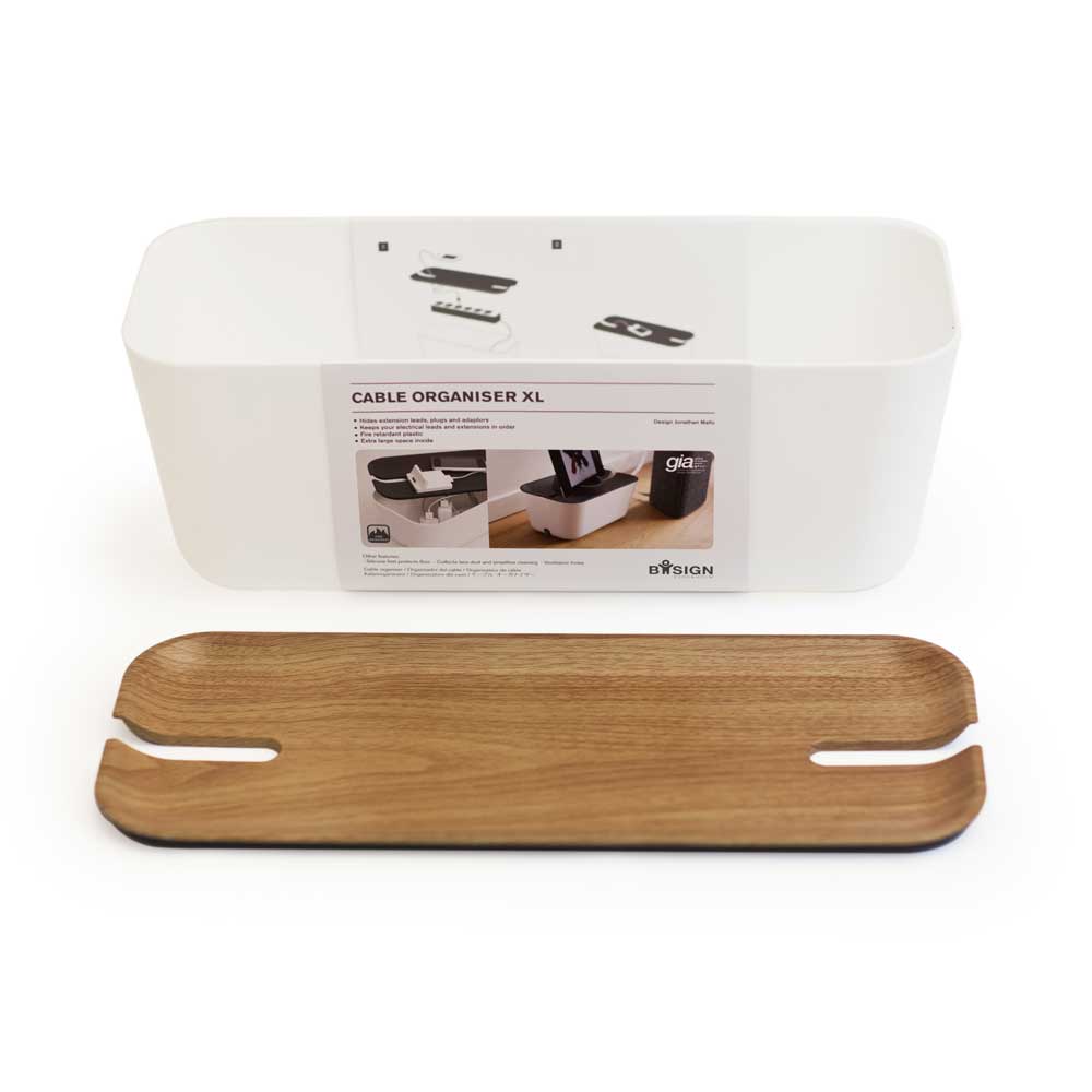Bosign Hideaway Cable Management Box, XL – White with Natural Lid – image 6