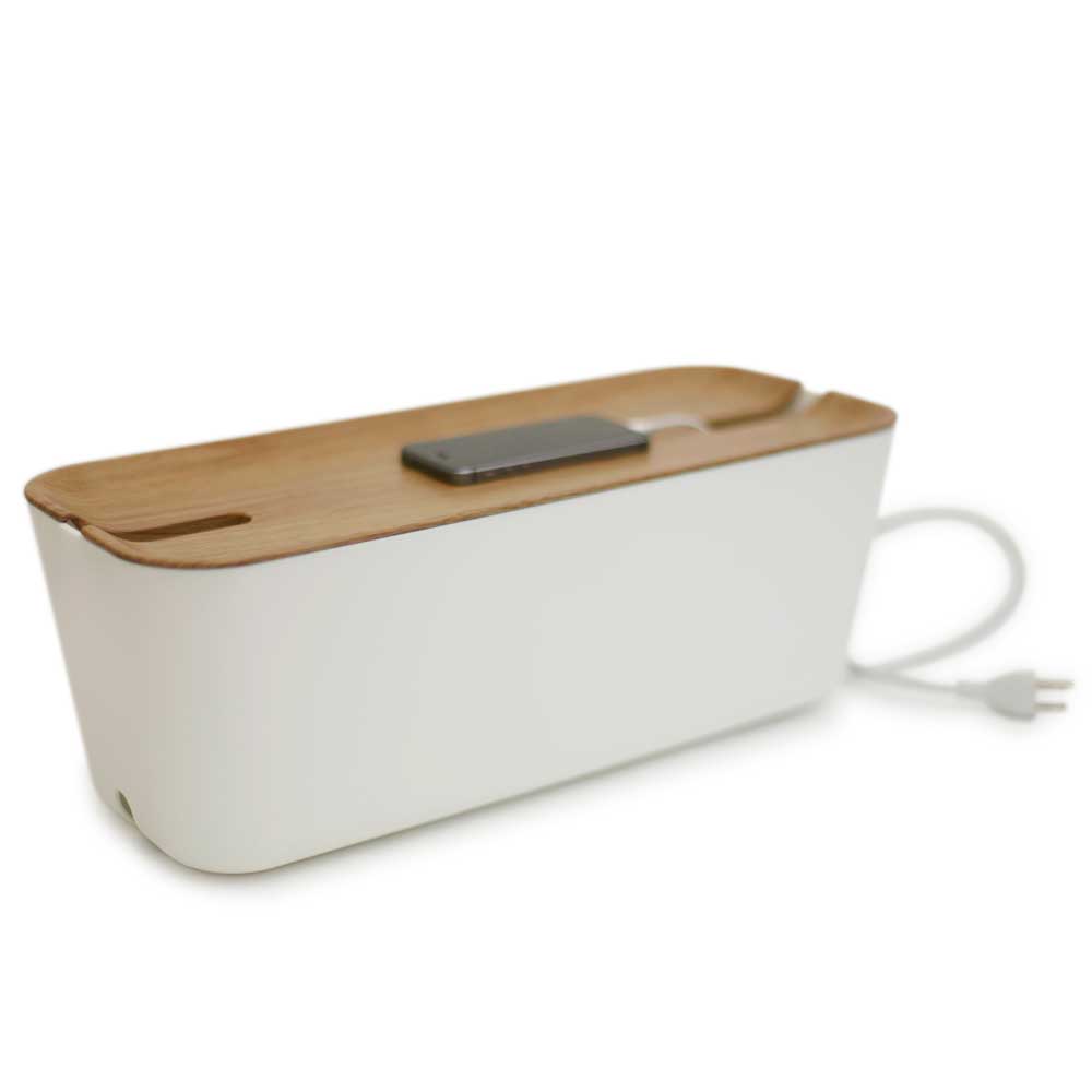 Bosign Hideaway Cable Management Box, XL – White with Natural Lid – image 3