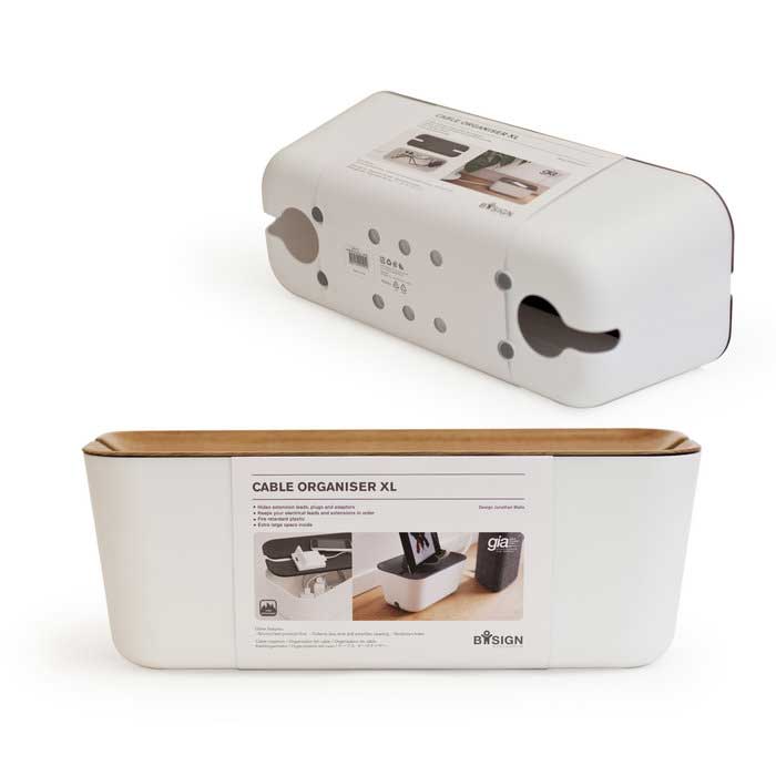 Bosign Hideaway Cable Management Box, XL – White with Natural Lid – image 5
