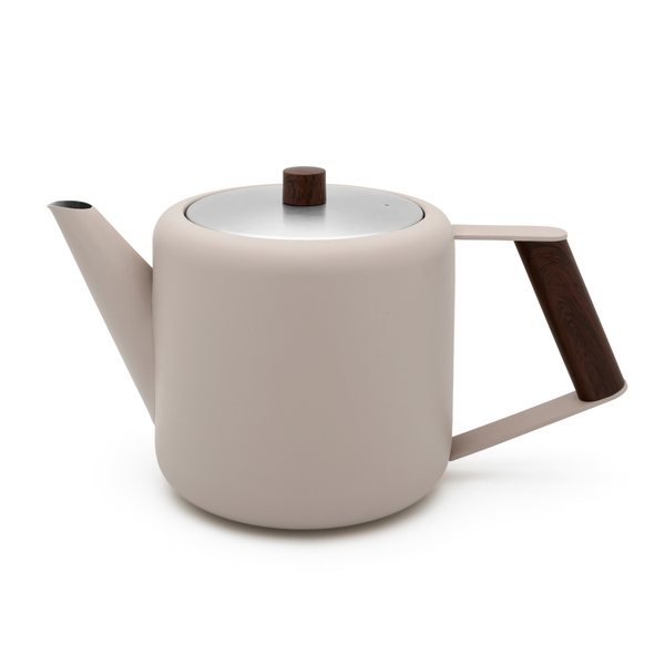 Bredemeijer Duet Boston Double-Walled Teapot 1.1L – Sand with Wood-Look Fittings
