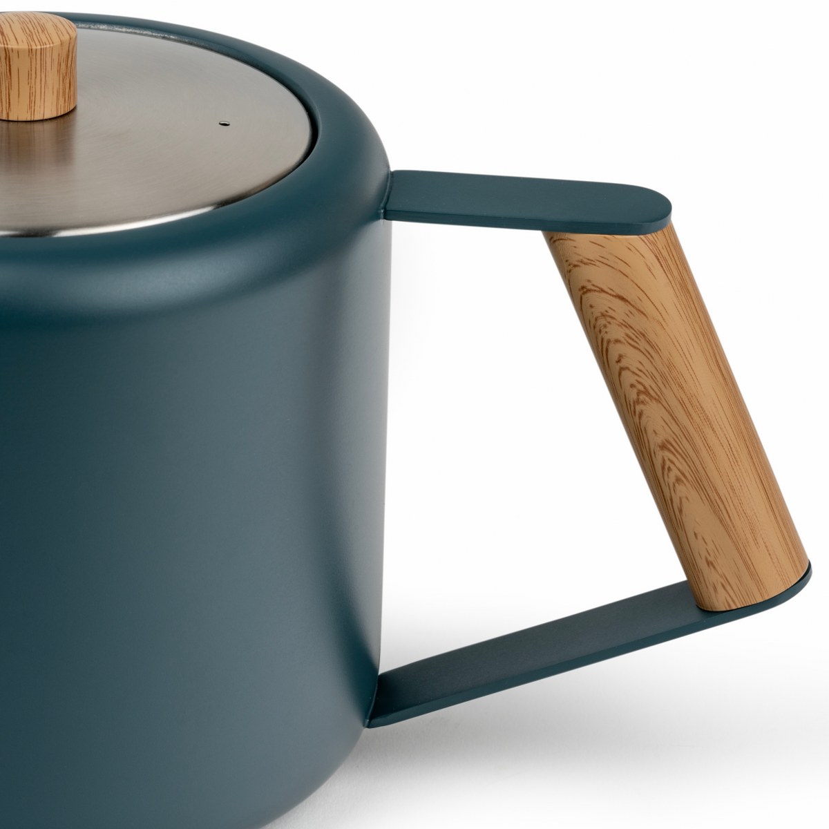 Bredemeijer Duet Boston Double-Walled Teapot 1.1L – Blue with Wood-Look Fittings – image 3